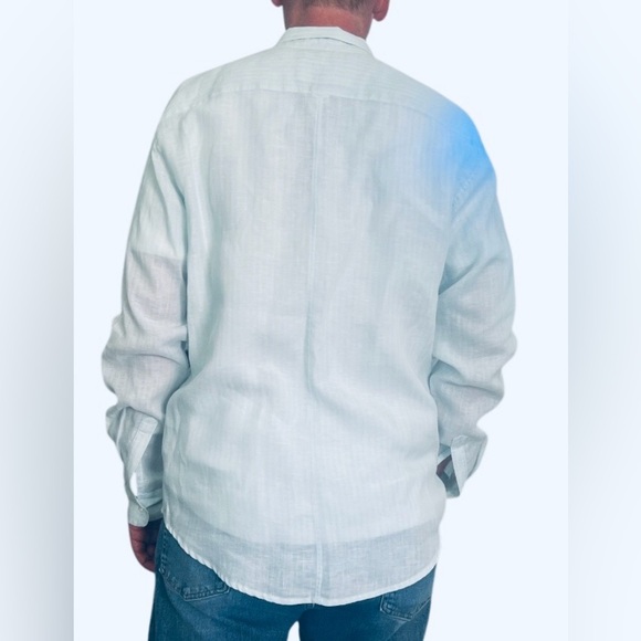 Frank & Eileen 100% linen Soft Mint & Light blue Shirt - Picture 5 of 6